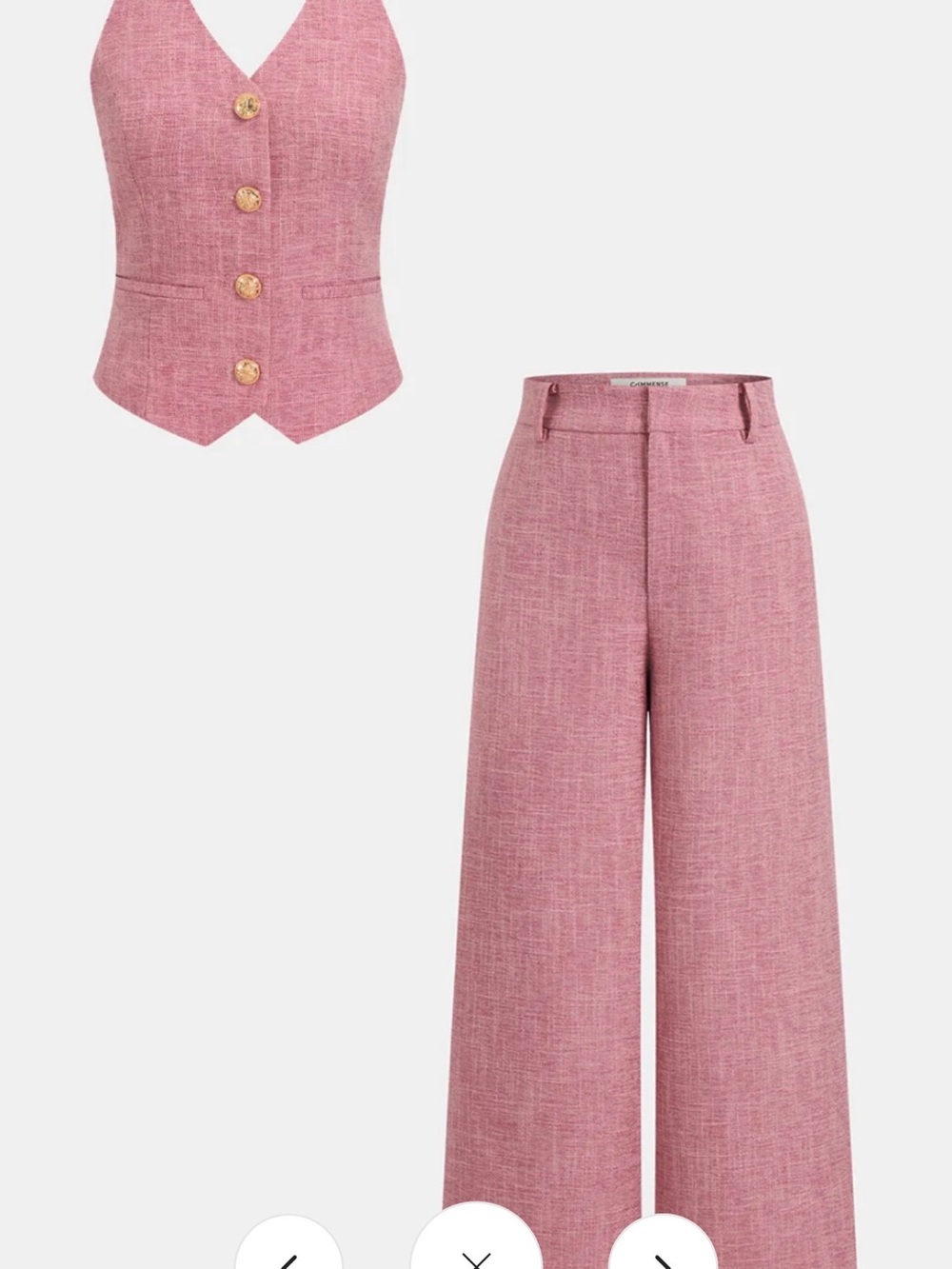 Commense Pink Tailored Vest with Wide-Leg Pants